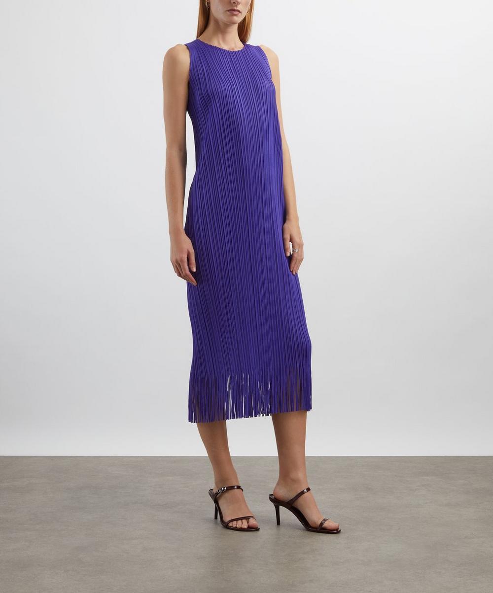 Liberty London Pleats Please Issey Miyake WAVE Purple Pleated Midi Dress