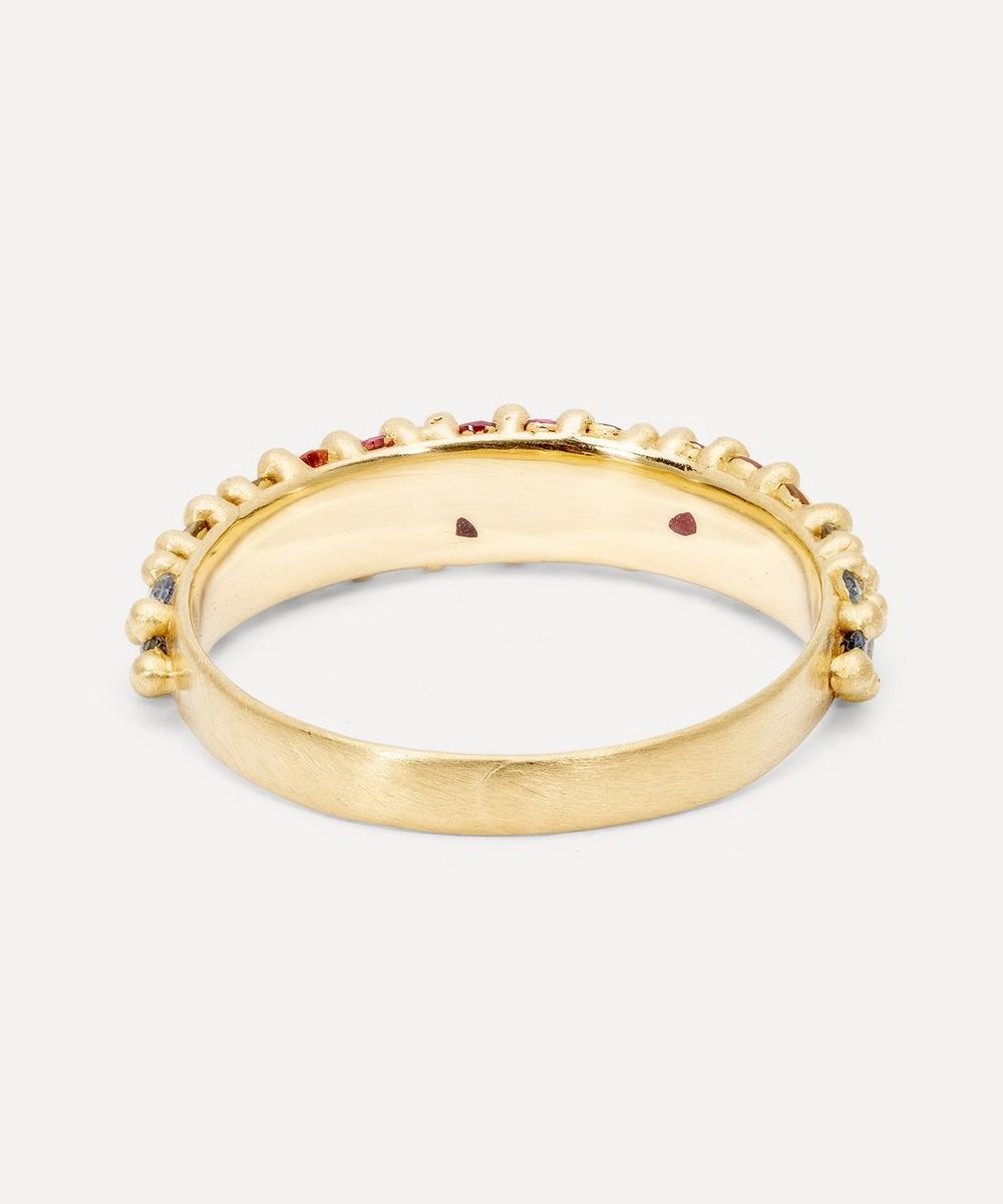 Liberty London Polly Wales 18ct Gold Hot Pink Rainbow River Band Ring