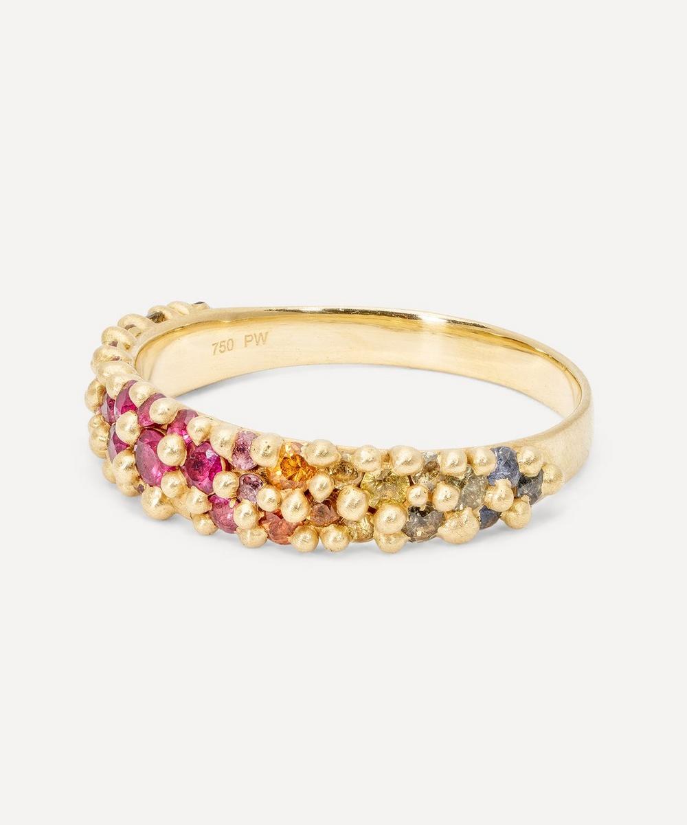 liberty london Polly Wales 18ct Gold Hot Pink Rainbow River Band Ring