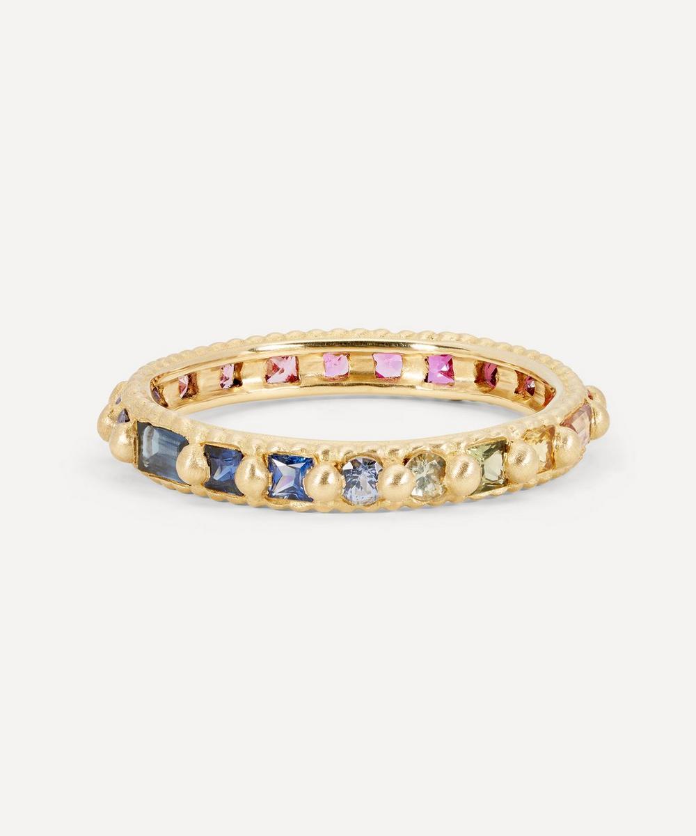 Liberty London Polly Wales 18ct Gold Rainbow Mixed Cut Ramona Band Ring