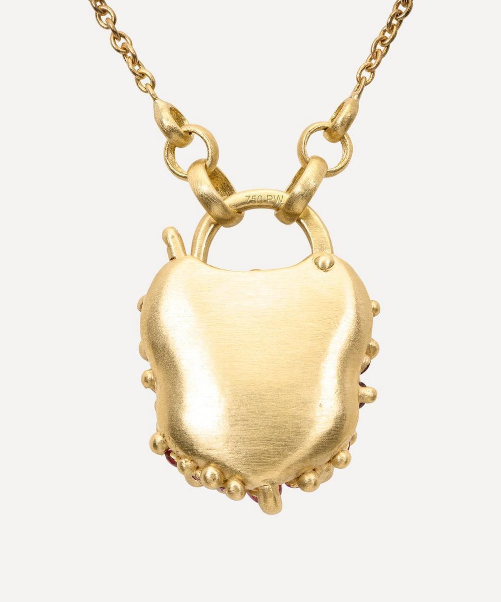 liberty london Polly Wales 18ct Gold Rainbow Petite Coeur De Fantasisie Padlock Pendant Necklace