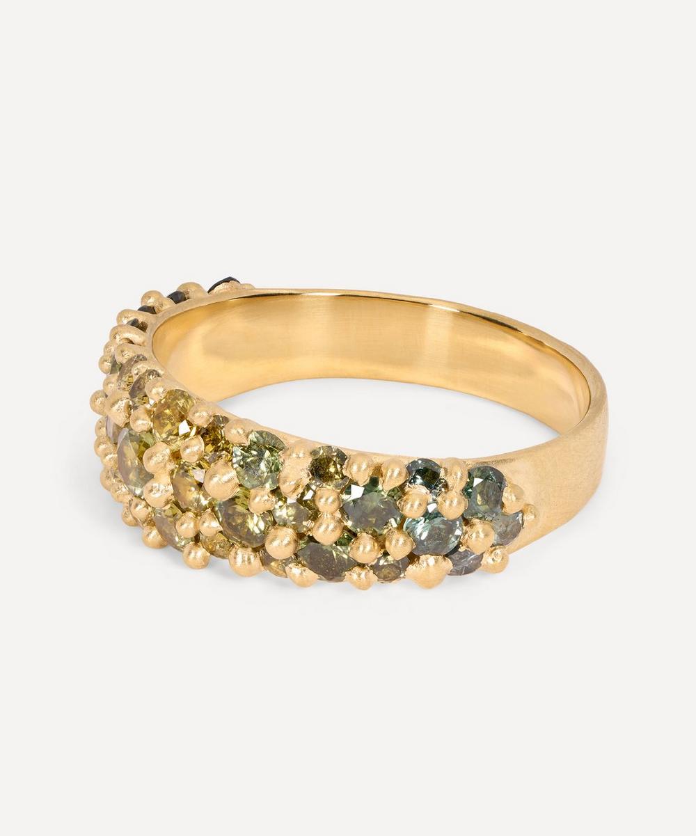 Liberty London Polly Wales 18ct Gold Wide Spring Green River Band Ring