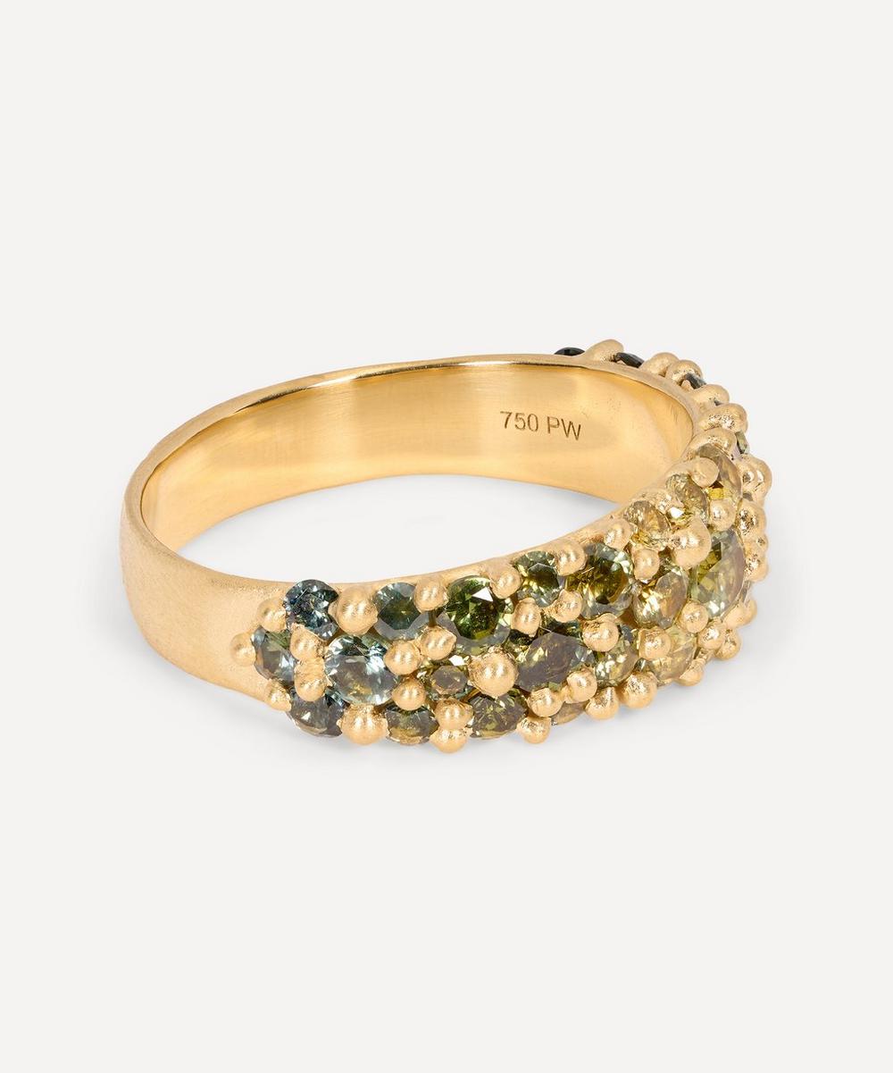 liberty london Polly Wales 18ct Gold Wide Spring Green River Band Ring