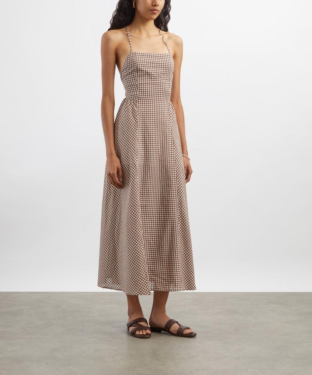 Liberty London Posse Callie Petite Mocha Gingham Midi Dress