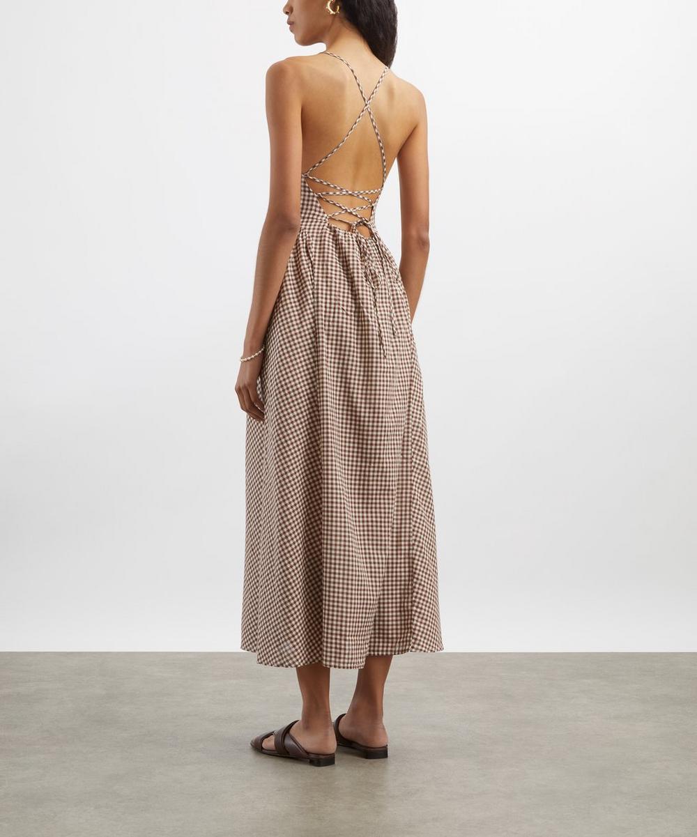 Liberty London Posse Callie Petite Mocha Gingham Midi Dress