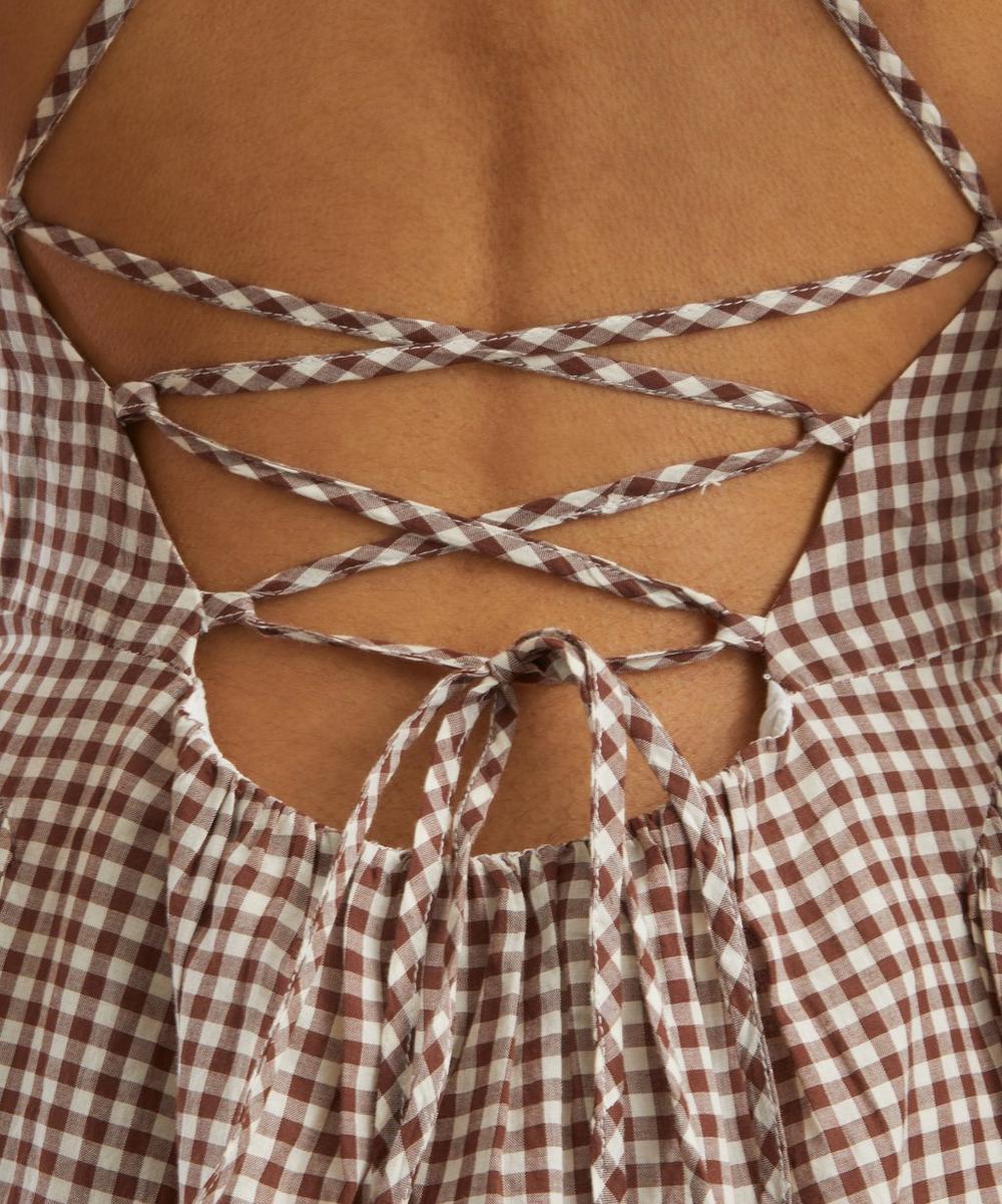 Liberty London Posse Callie Petite Mocha Gingham Midi Dress