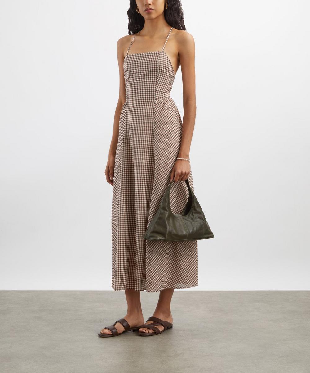liberty london Posse Callie Petite Mocha Gingham Midi Dress