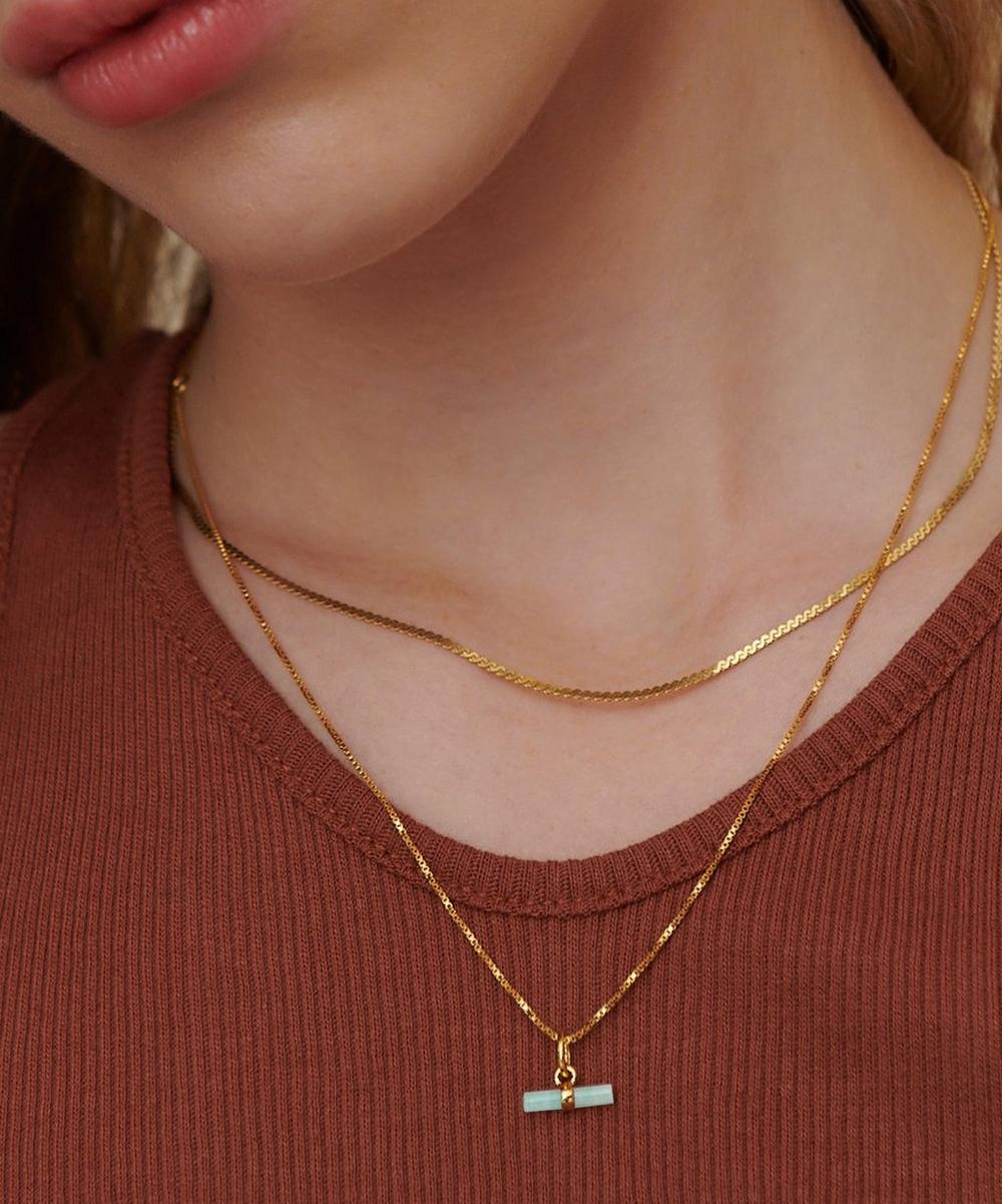 Liberty London Rachel Jackson 22ct Gold-Plated Amazonite Mini T-Bar Pendant Necklace