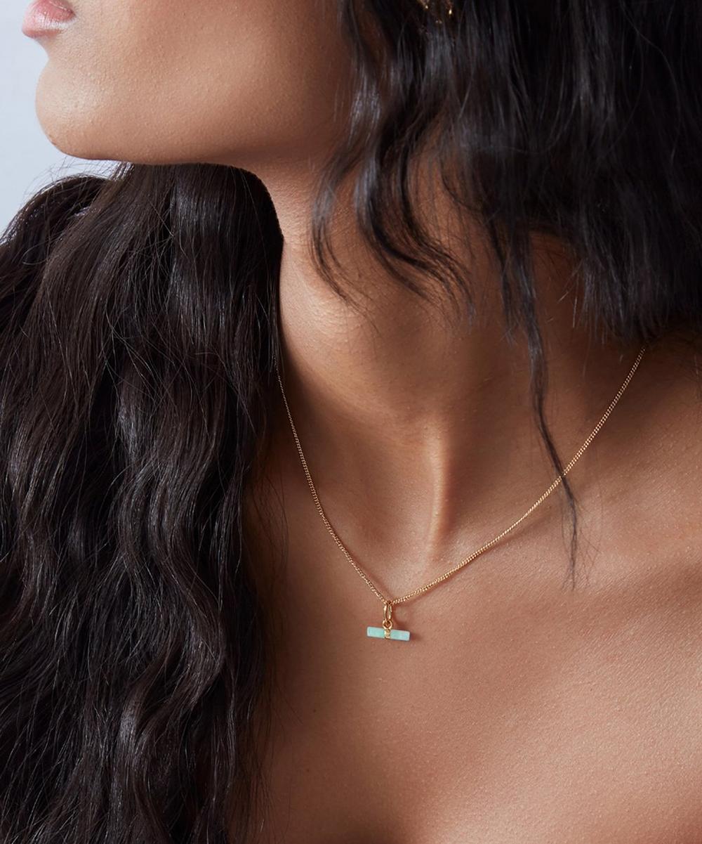 liberty london Rachel Jackson 22ct Gold-Plated Amazonite Mini T-Bar Pendant Necklace