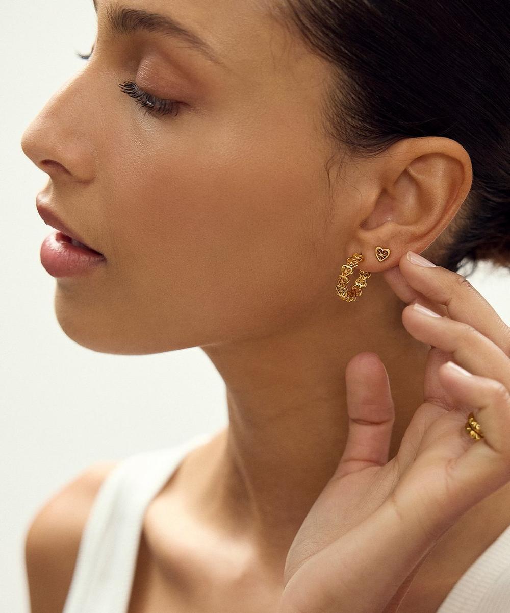 liberty london Rachel Jackson 22ct Gold-Plated Love Story Heart Hoop Earrings