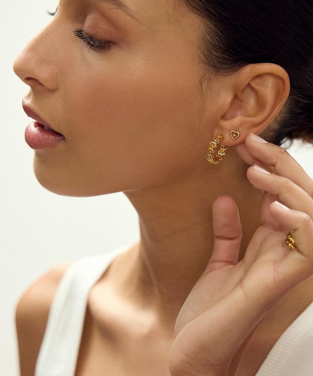 liberty london Rachel Jackson Sterling Silver Love Story Heart Hoop Earrings