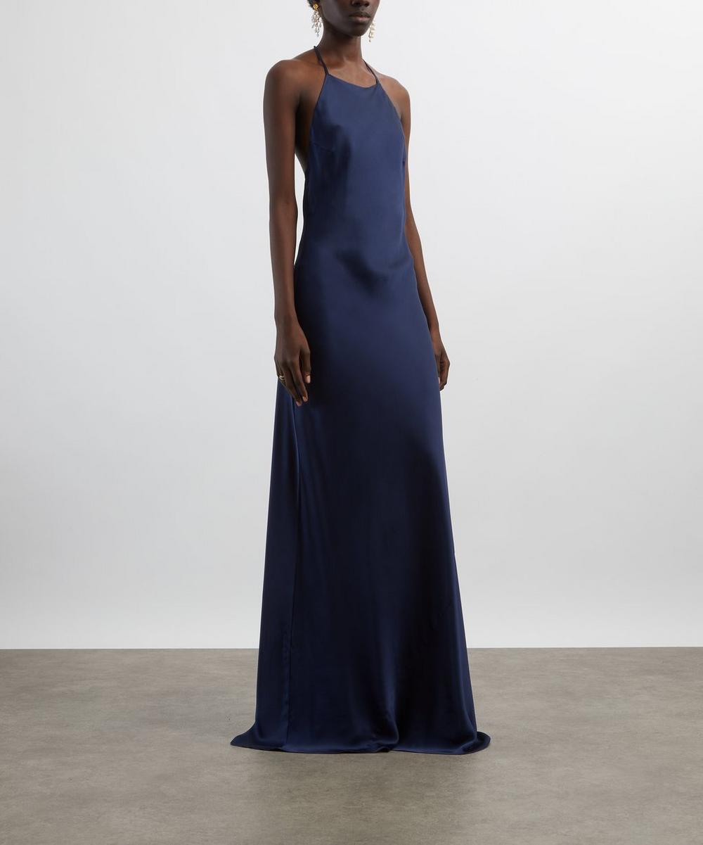 Liberty London Reformation Jeanie Navy Silk Maxi Dress