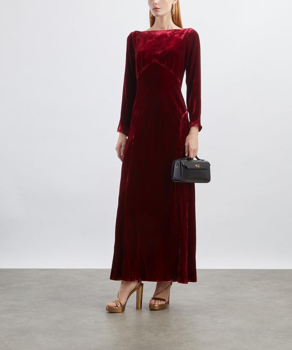 liberty london RIXO Devina Burgundy Silk-Velvet Dress