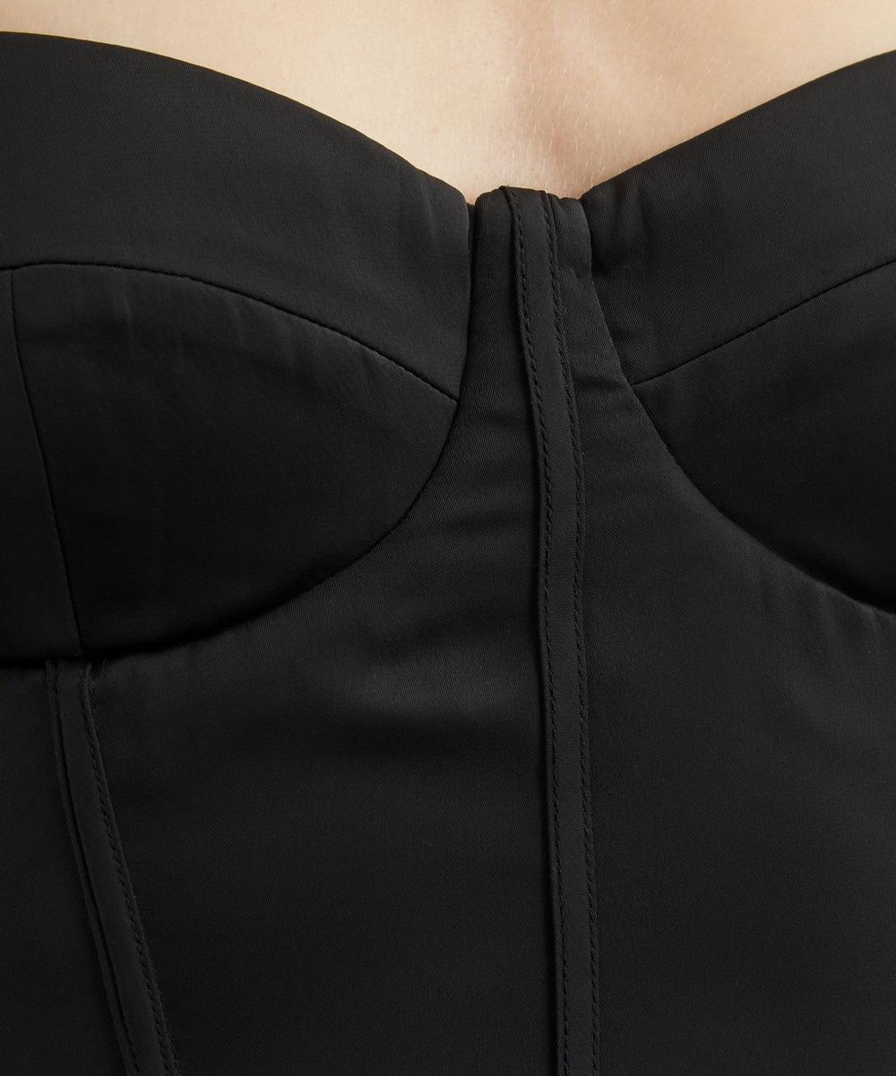 Liberty London ROTATE Birger Christensen Black Satin Corset Maxi Dress