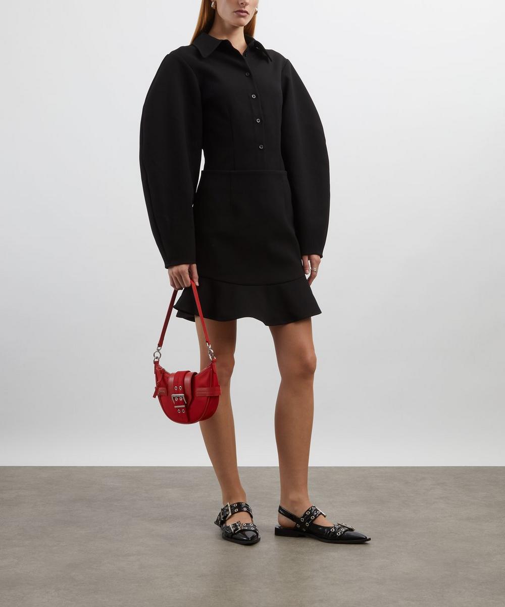 liberty london ROTATE Birger Christensen Black Suiting Mini Ruffle Skirt