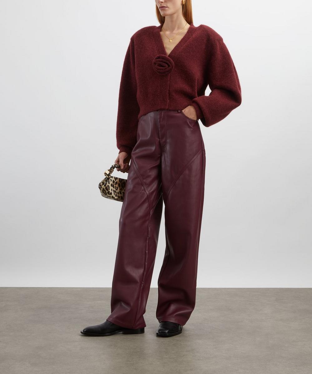 liberty london ROTATE Birger Christensen Bordeaux Mid-Waisted Piping Trousers