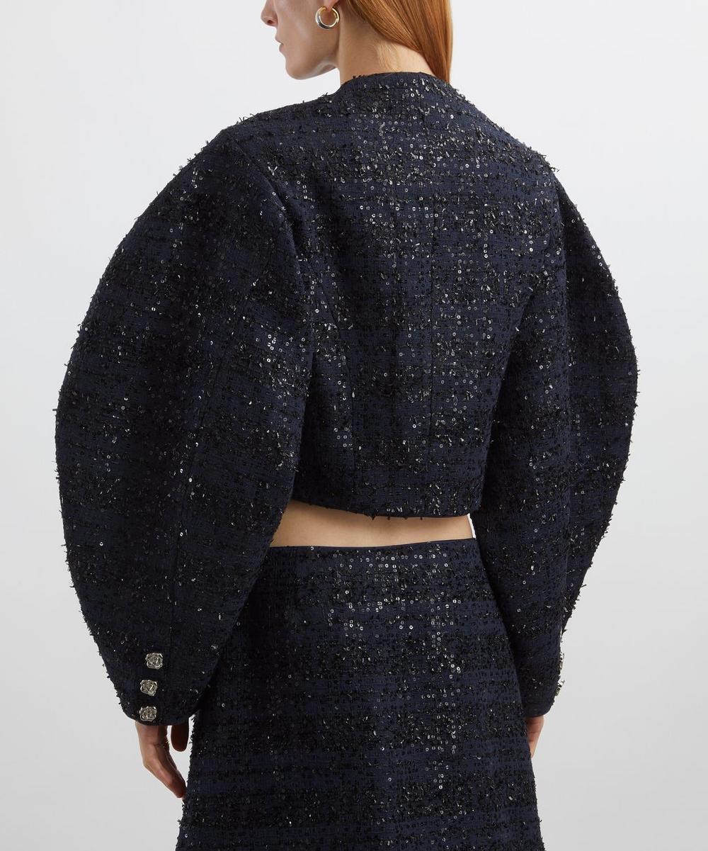 Liberty London ROTATE Birger Christensen Bouclé Short Dark Blue Jacket