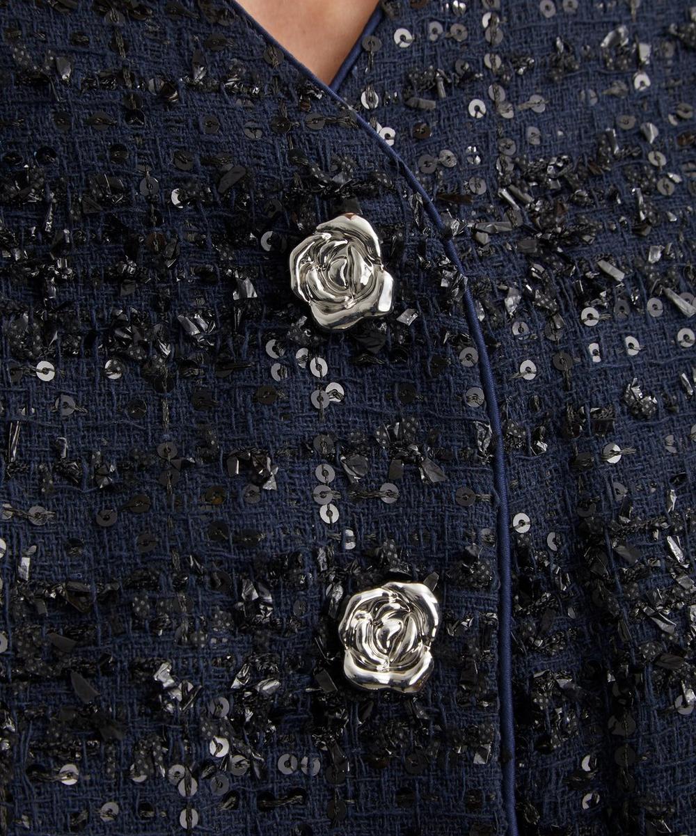 Liberty London ROTATE Birger Christensen Bouclé Short Dark Blue Jacket