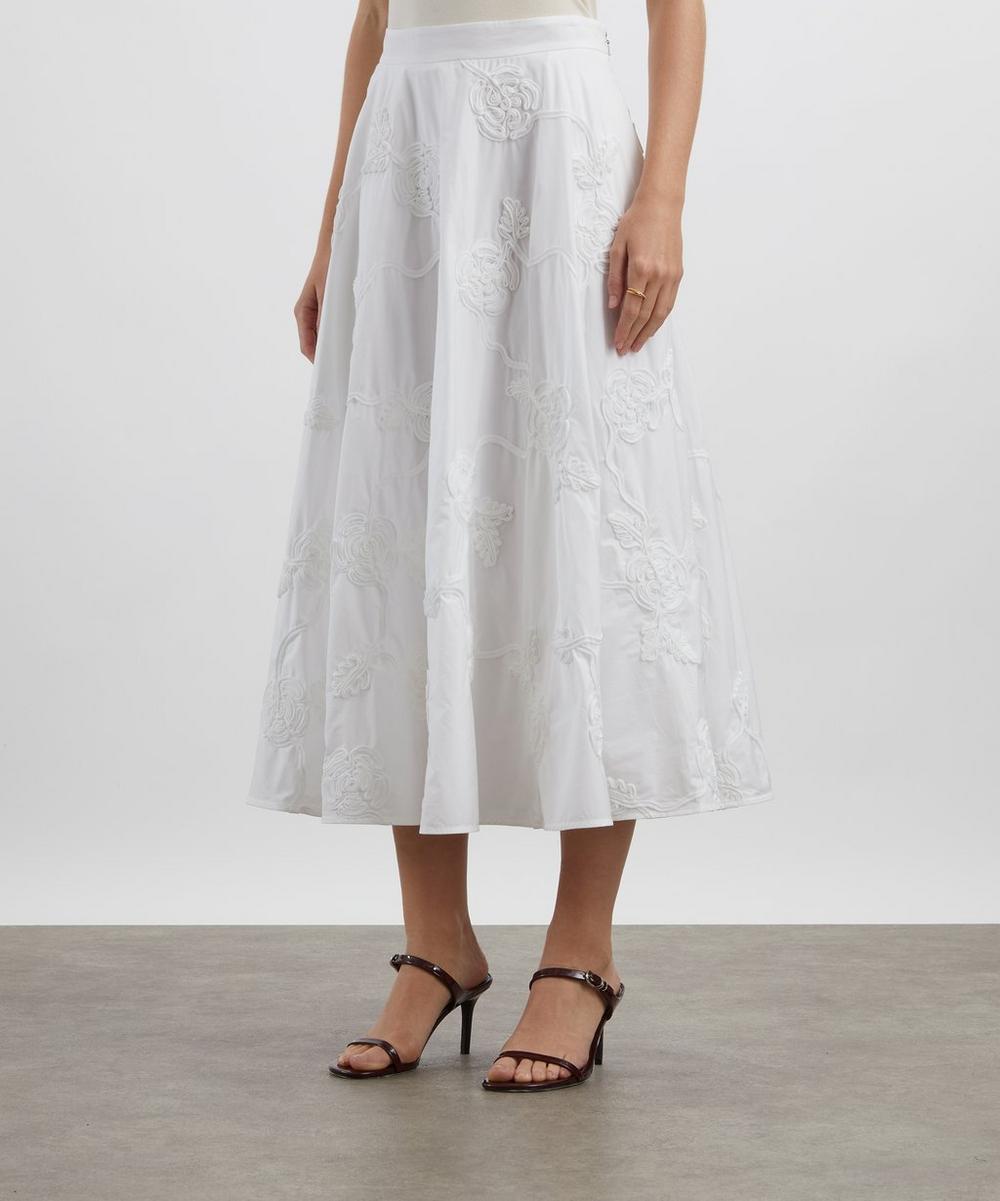 Liberty London ROTATE Birger Christensen Bright White Flower Maxi Skirt