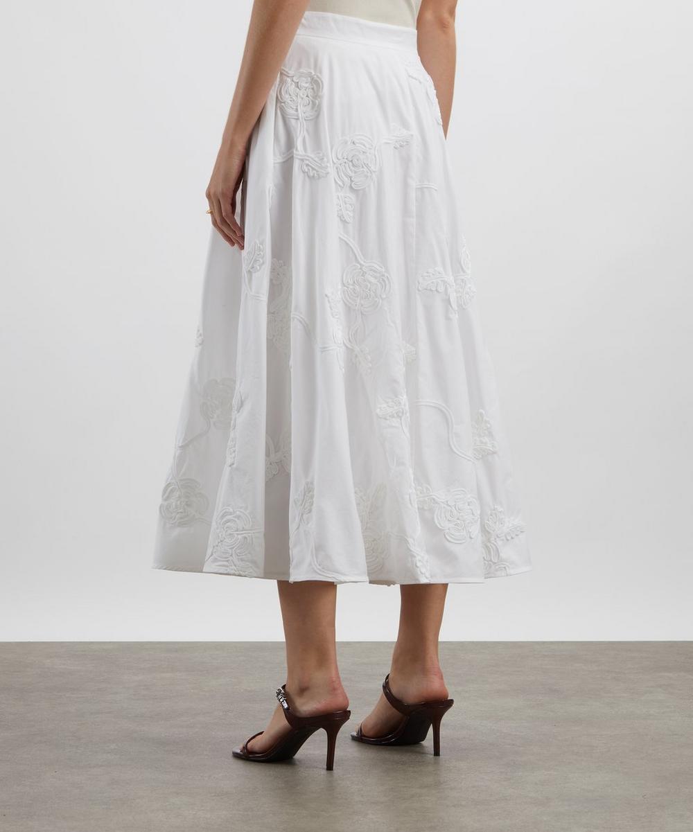 Liberty London ROTATE Birger Christensen Bright White Flower Maxi Skirt