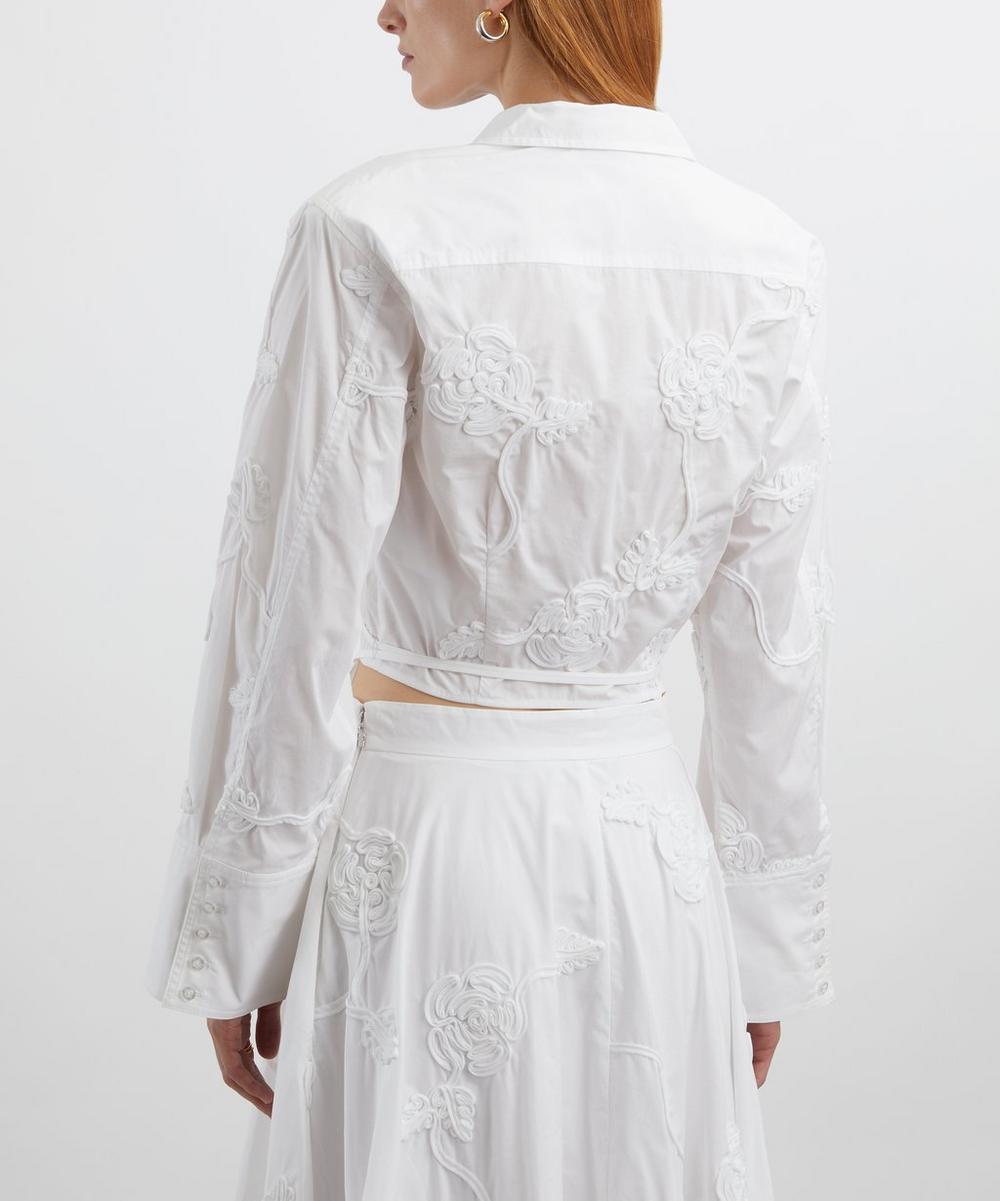 Liberty London ROTATE Birger Christensen Bright White Flower Wrap Shirt