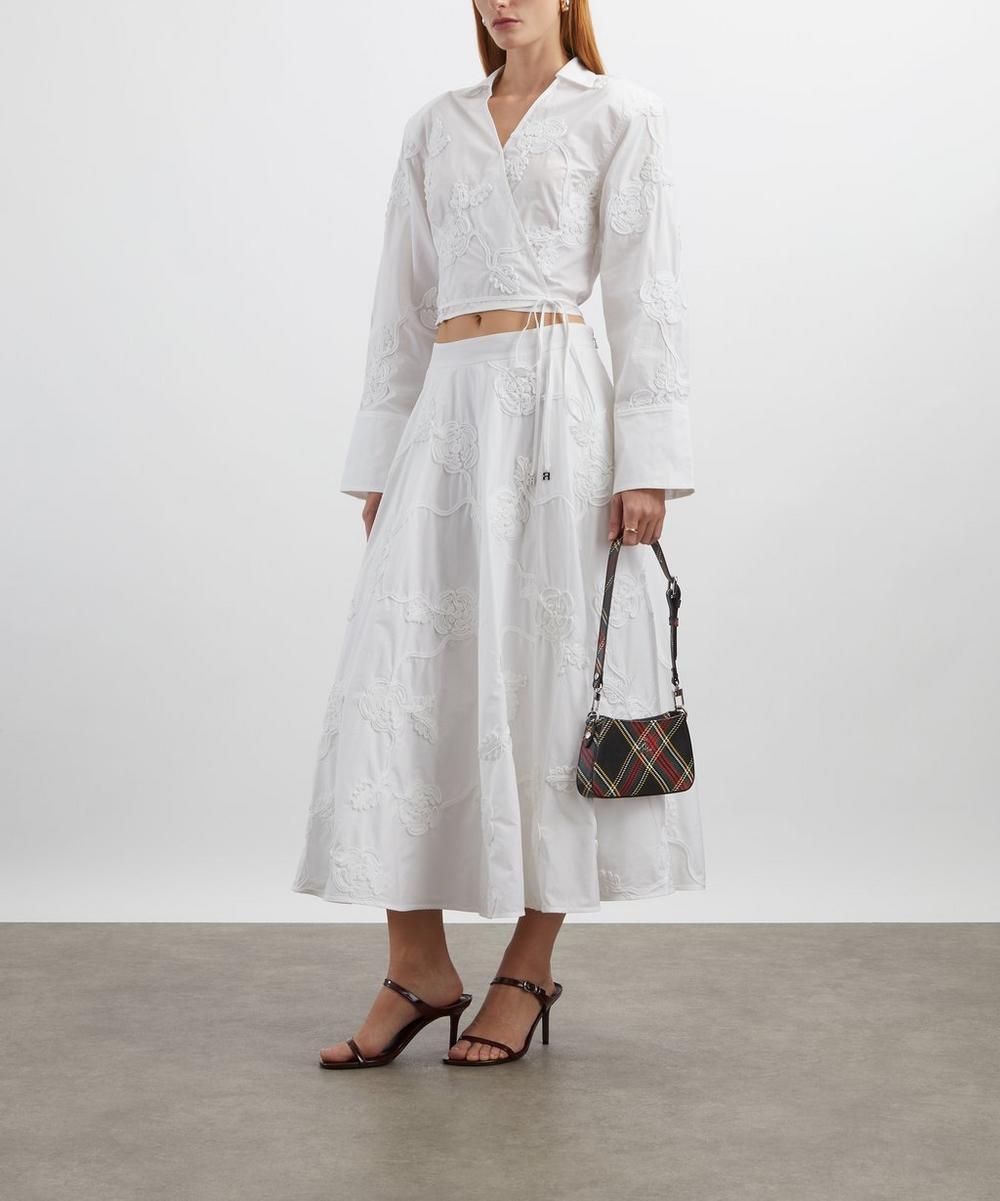 liberty london ROTATE Birger Christensen Bright White Flower Wrap Shirt