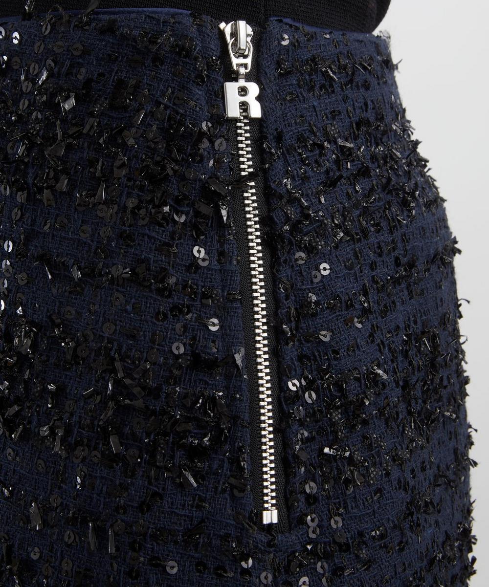 Liberty London ROTATE Birger Christensen Dark Blue Bouclé Mini Skirt