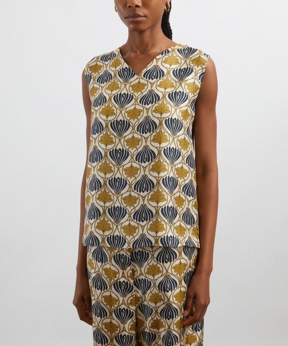 Liberty London S Max Mara Reversible Printed Silk Time Top