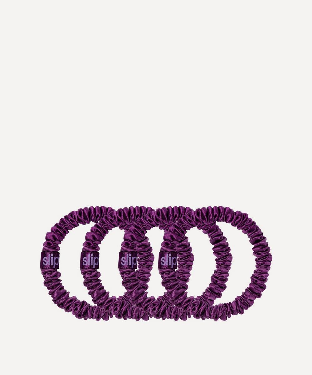 liberty london Slip Dark Purple Skinny Silk Scrunchies Pack of 4