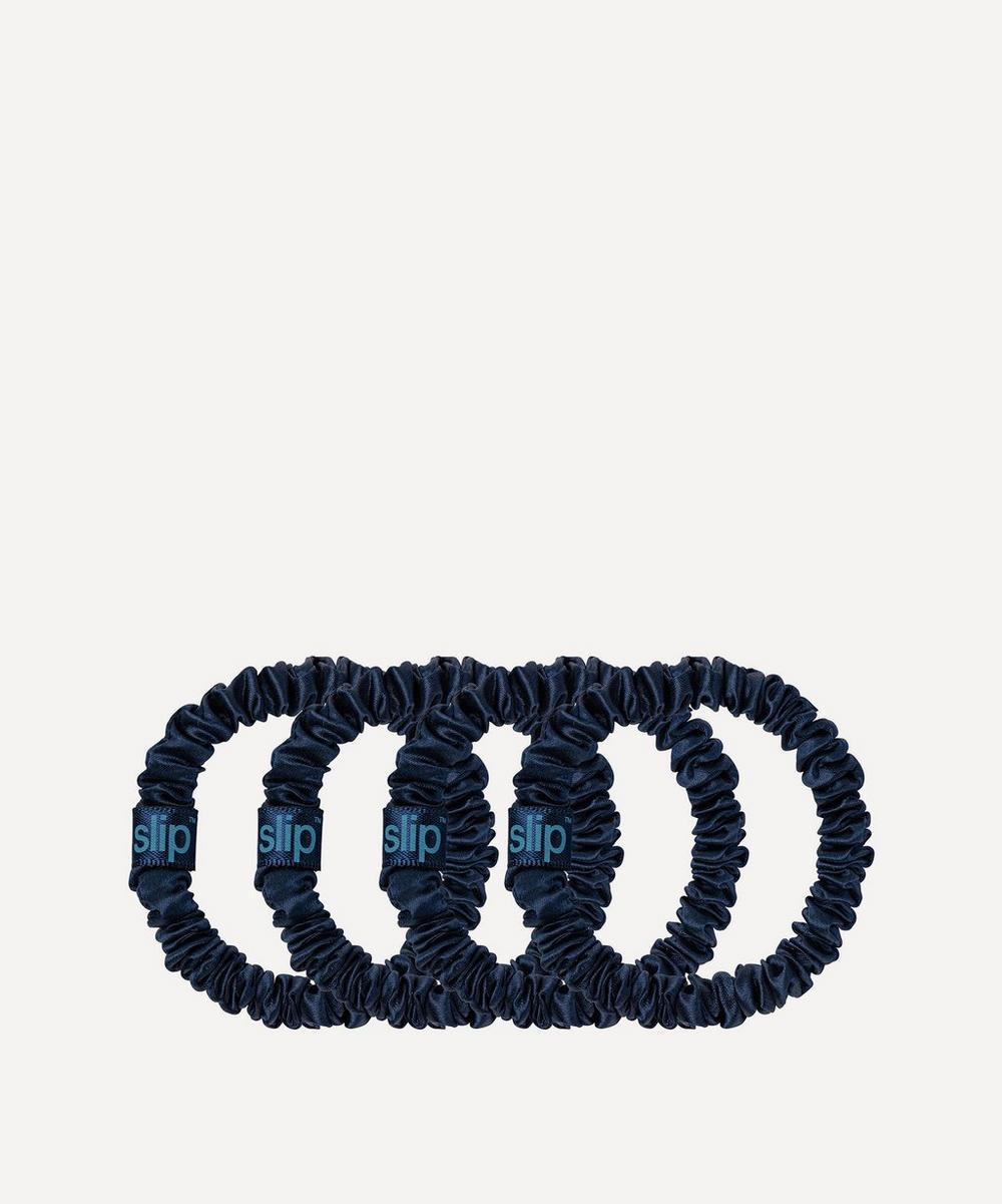 liberty london Slip Navy Skinny Silk Scrunchies Pack of 4