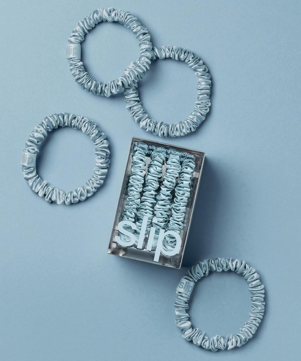 Liberty London Slip Sky Blue Skinny Silk Scrunchies Pack Of 5