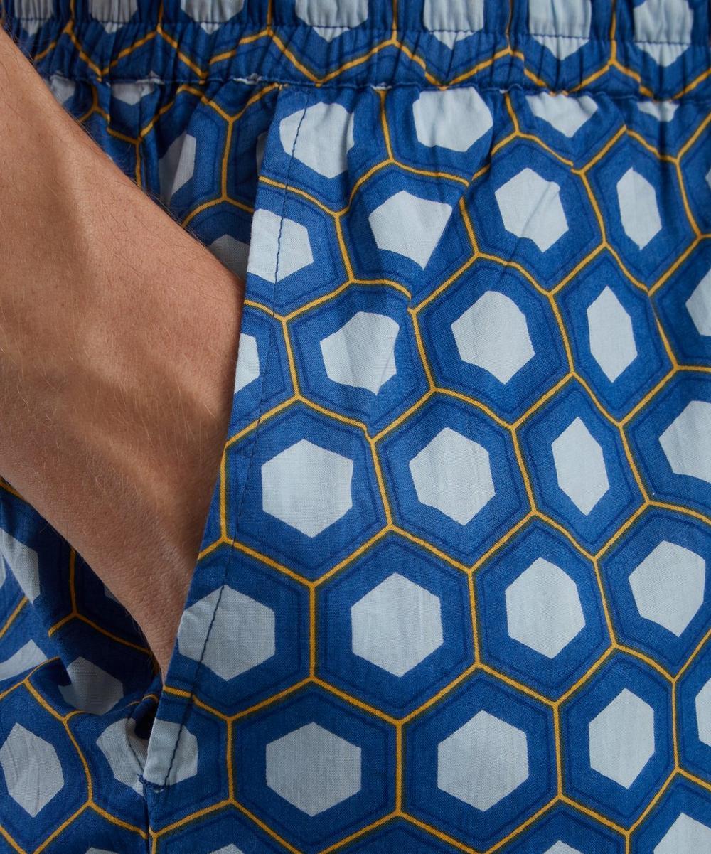 Liberty London SMR Days Blue Block Geometric Print Es Cubells Cotton Shorts