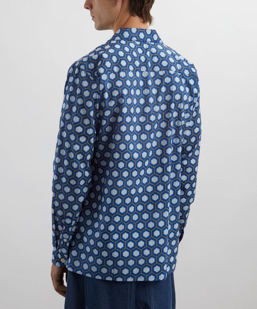 Liberty London SMR Days Blue Block Geometric Print Paloma Cotton Shirt