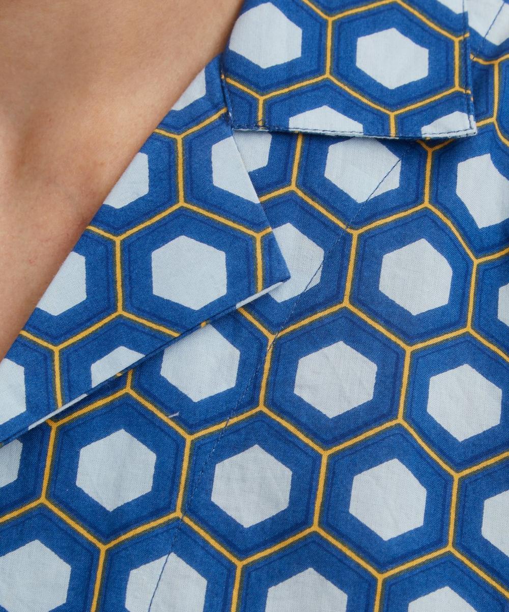 Liberty London SMR Days Blue Block Geometric Print Paloma Cotton Shirt