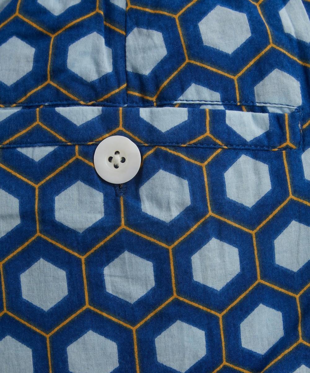 Liberty London SMR Days Blue Block Print Cotton Malibu Trousers