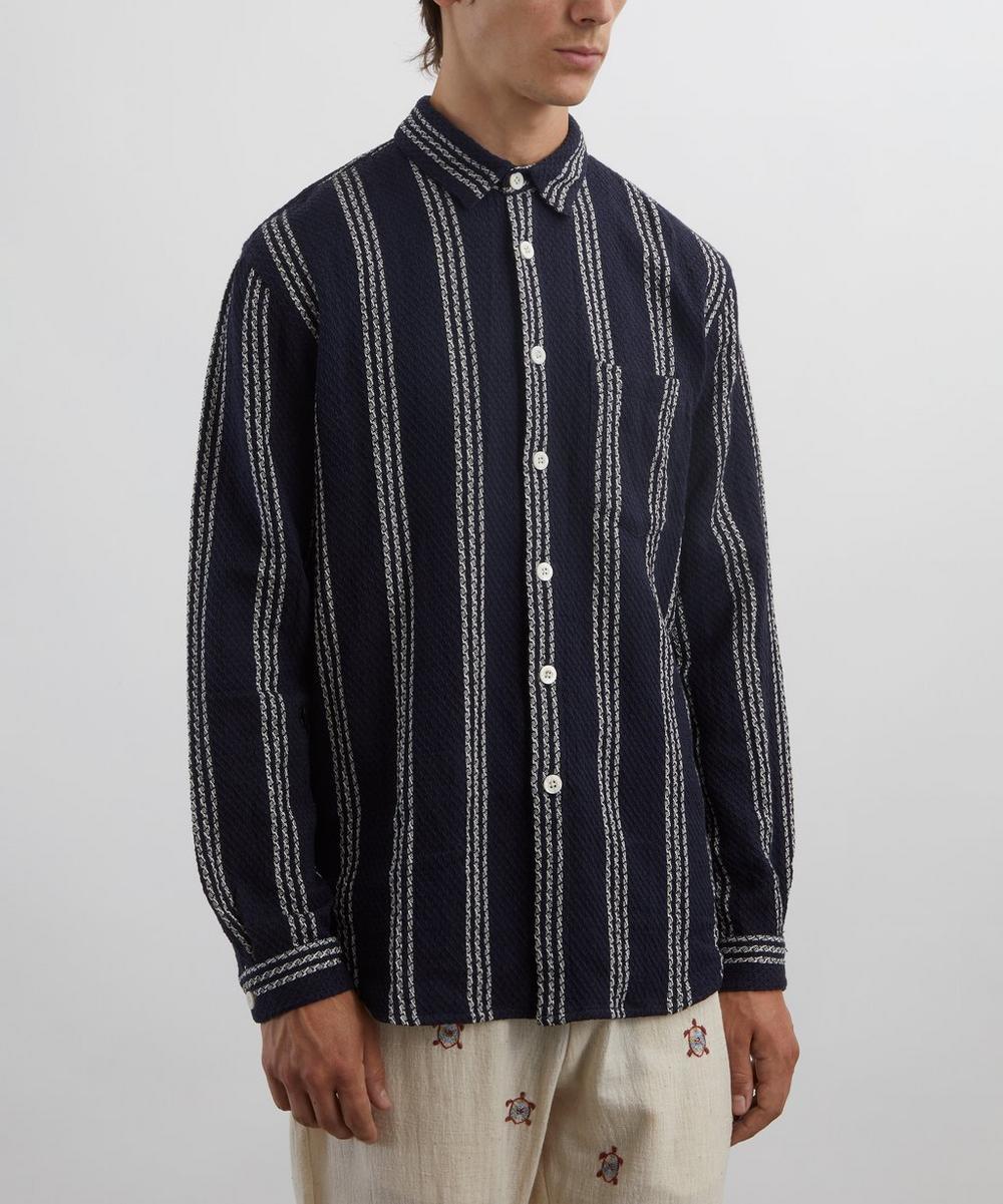 Liberty London SMR Days Navy And White Enamorados Cotton Waffle Shirt