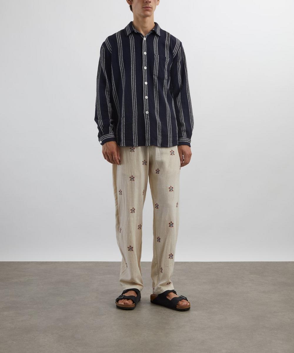 liberty london SMR Days Navy and White Enamorados Cotton Waffle Shirt