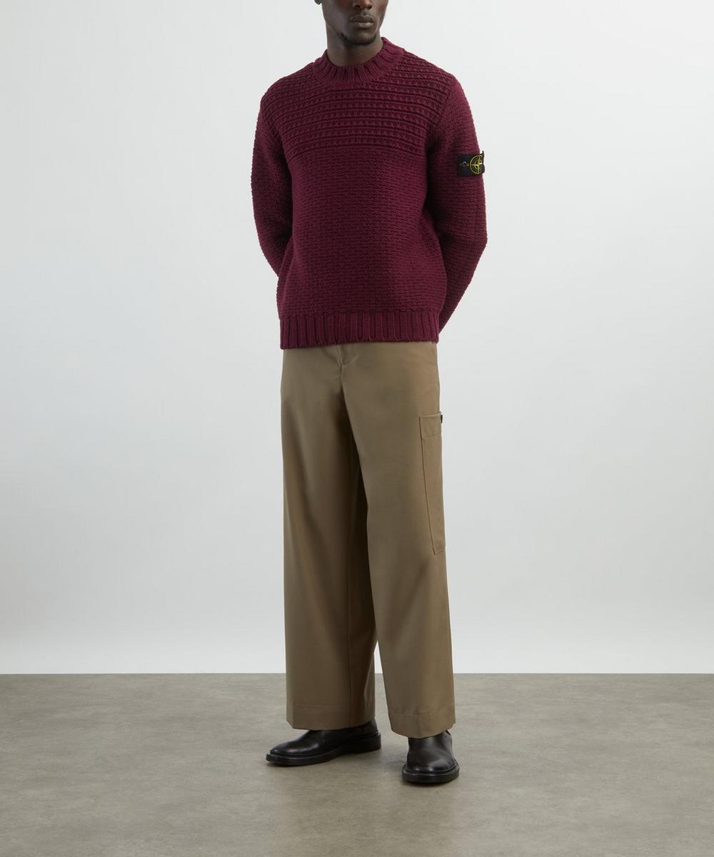 liberty london Stone Island Bordeaux Textured Wool Jumper