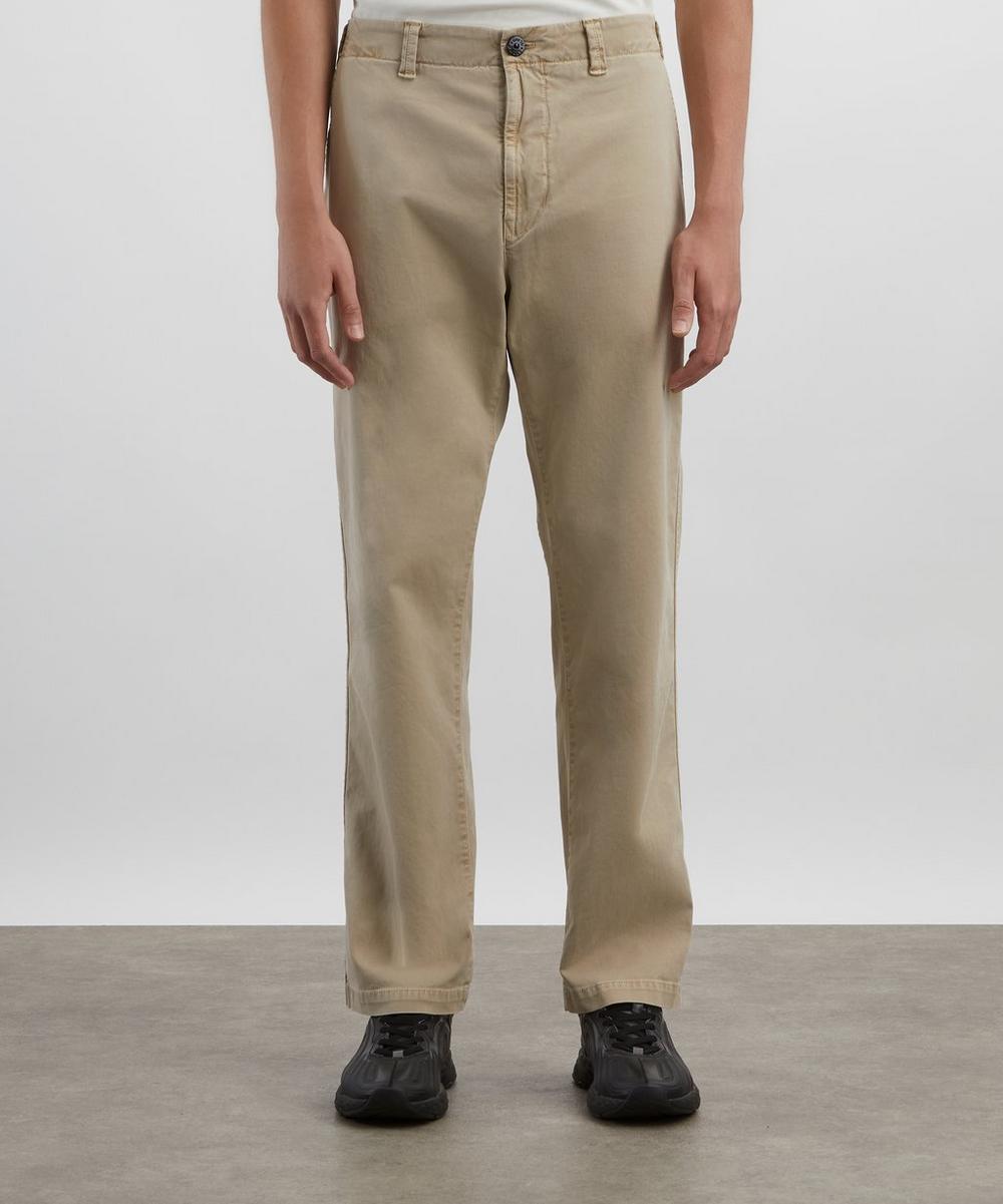 Liberty London Stone Island Stretch Broken Twill Cotton Old Effect Chino Trousers