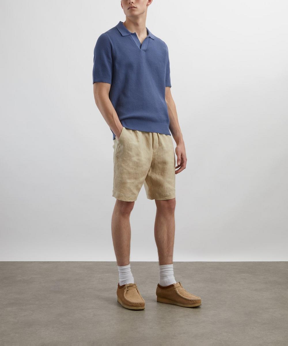 liberty london Sunspel Compact Mesh Knit Polo Shirt