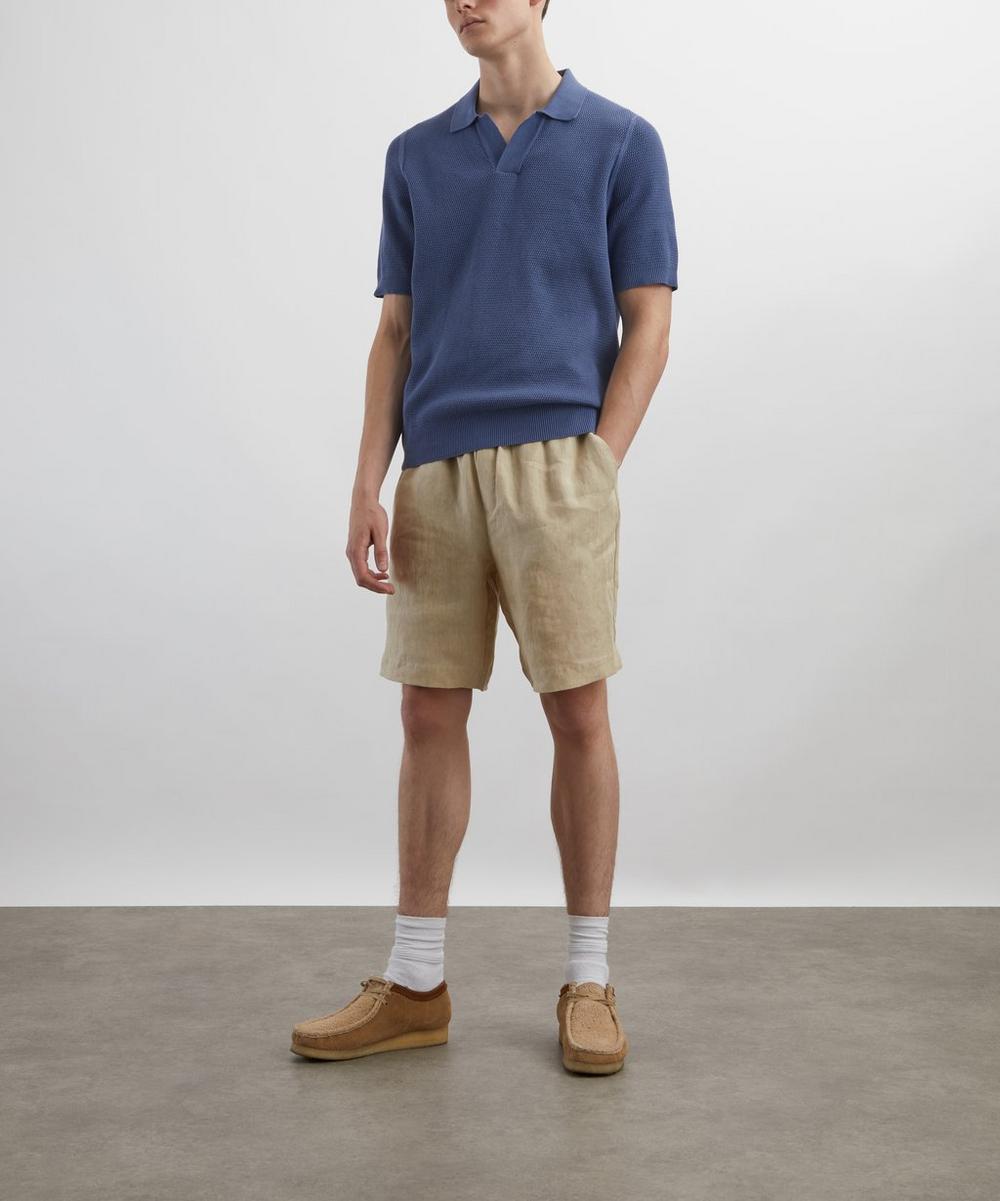 liberty london Sunspel Light Sand Cotton-Linen Drawstring Shorts