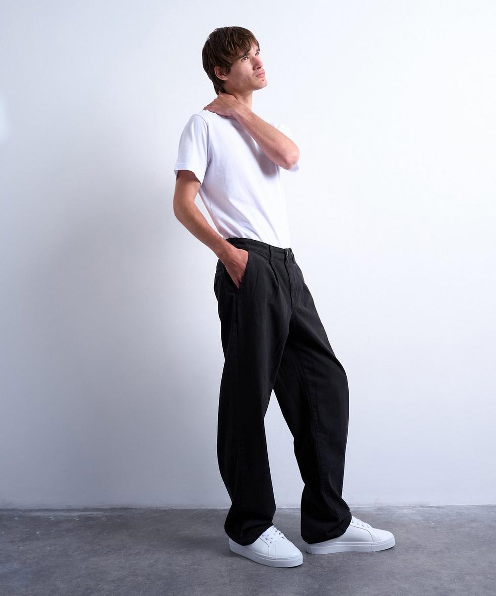 Liberty London TOPMAN Black Baggy Fit High-Waisted Twill Trousers