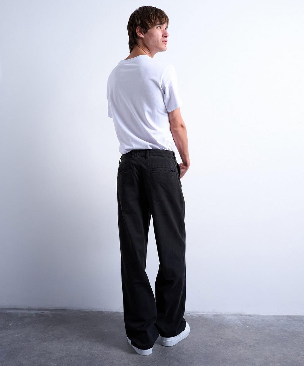 Liberty London TOPMAN Black Baggy Fit High-Waisted Twill Trousers