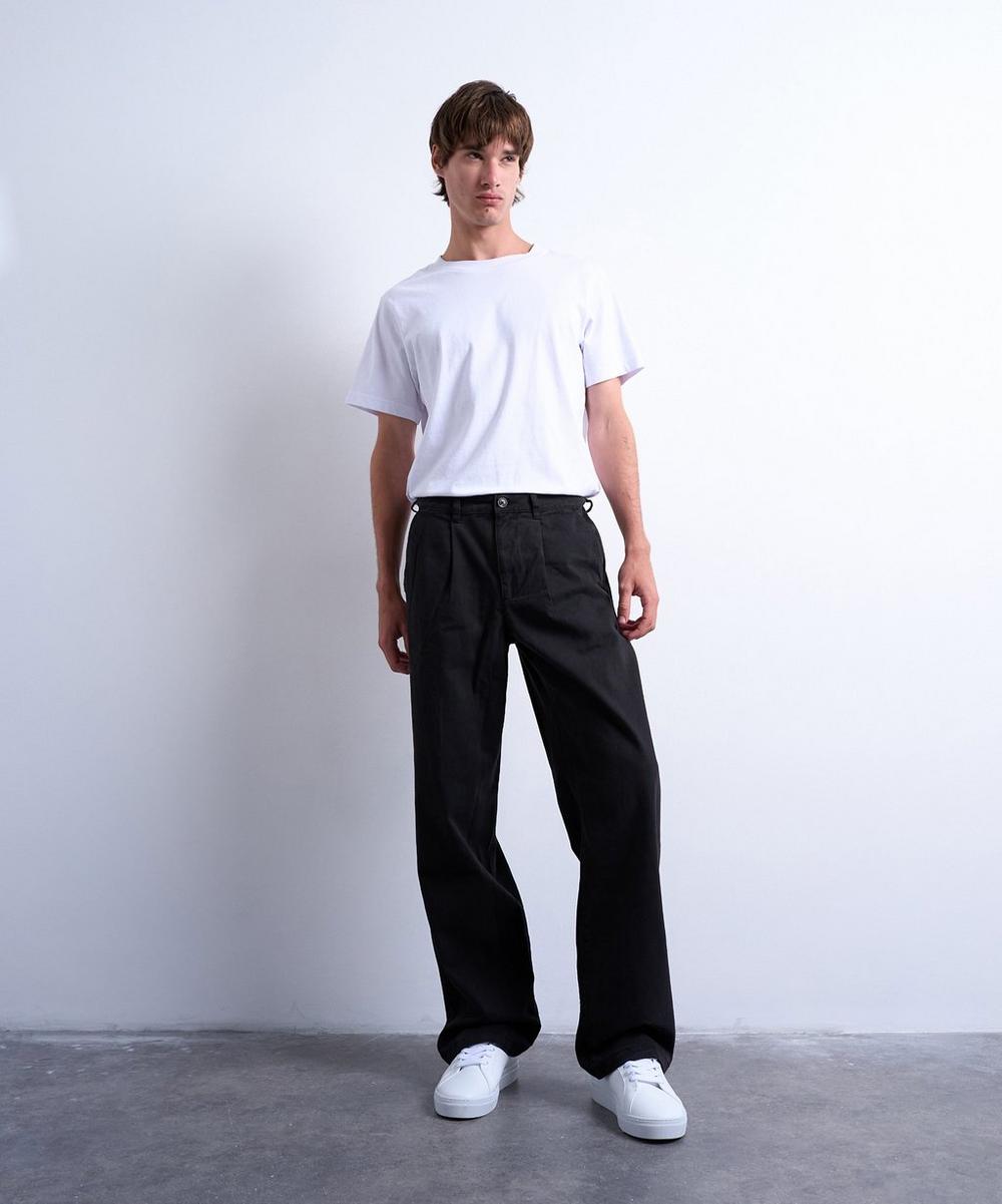 liberty london TOPMAN Black Baggy Fit High-Waisted Twill Trousers