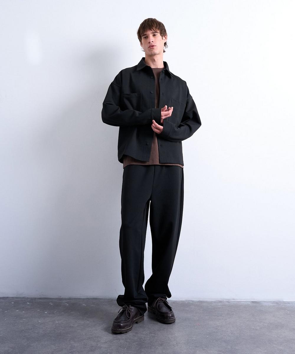 liberty london TOPMAN Black Oversized Fit Double-Pocket Jersey Jacket