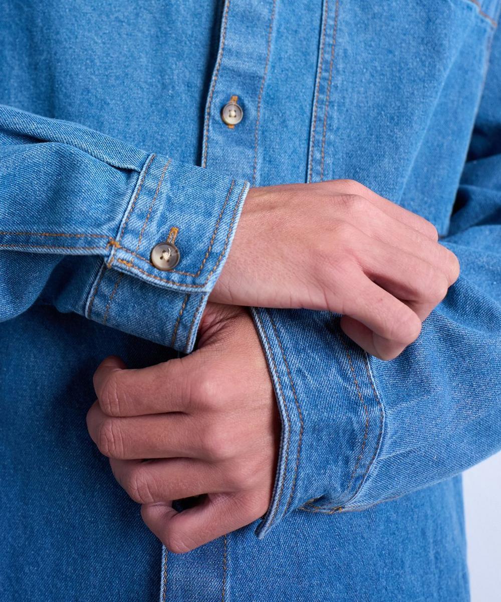 Liberty London TOPMAN Blue Long-Sleeve Washed Denim Shirt