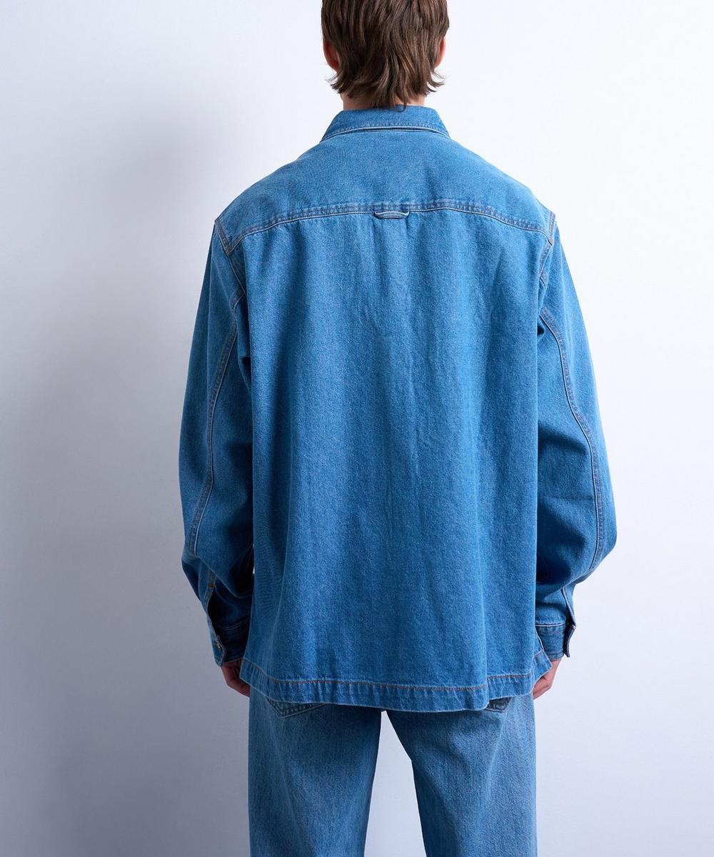 Liberty London TOPMAN Blue Long-Sleeve Washed Denim Shirt