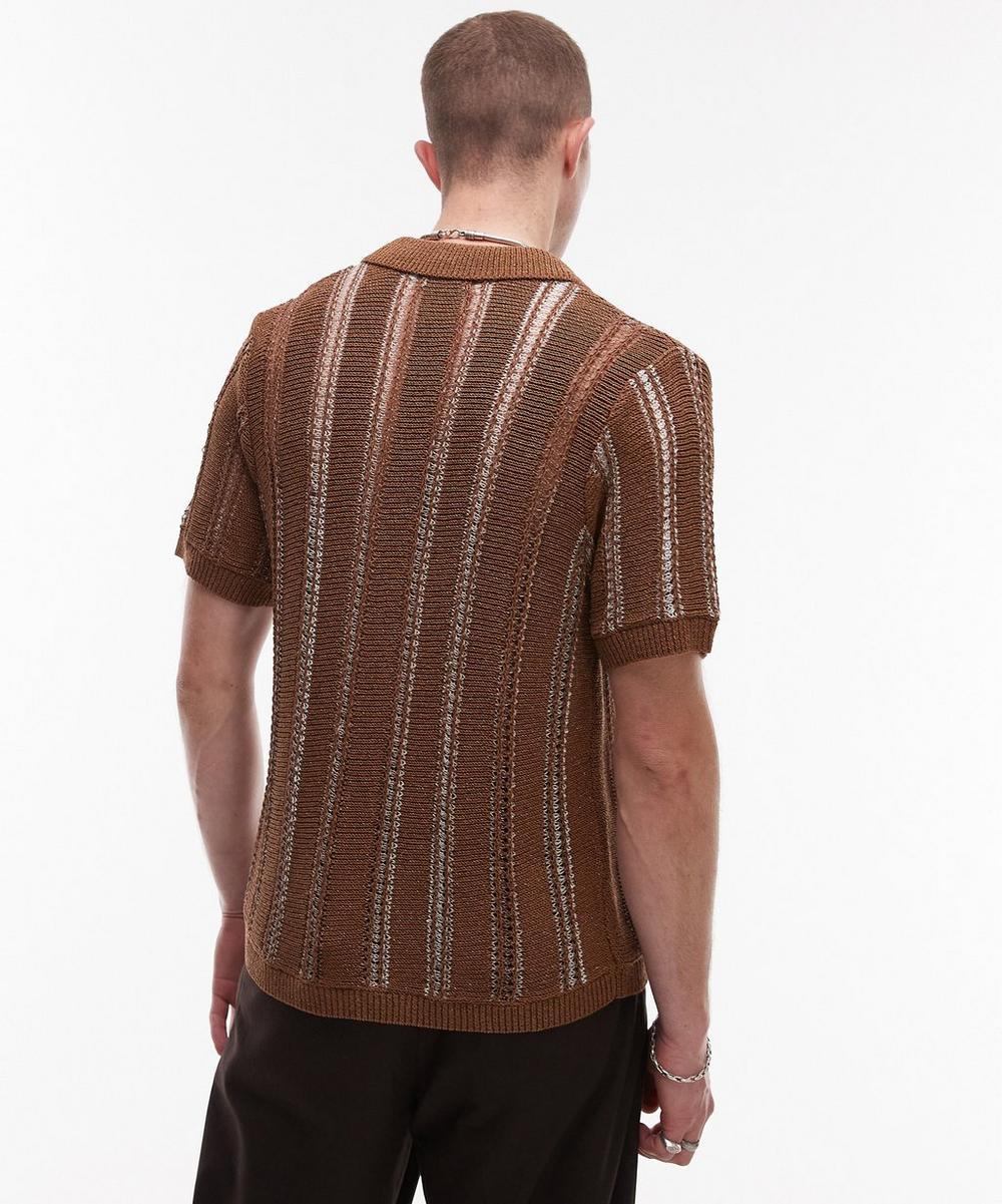 Liberty London TOPMAN Brown Knitted Button-Through Shirt