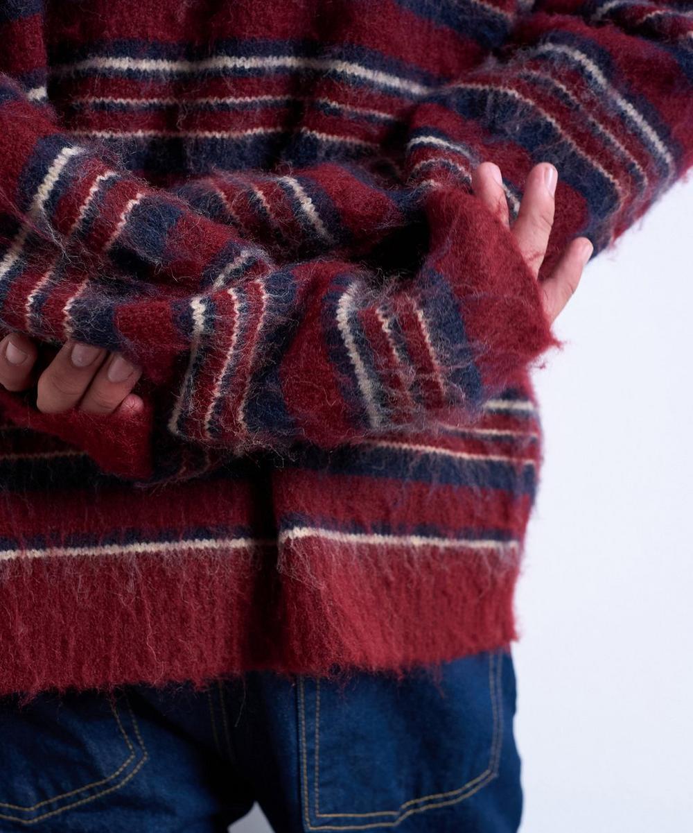 Liberty London TOPMAN Burgundy Fluffy Knit Relaxed Stripe Jumper