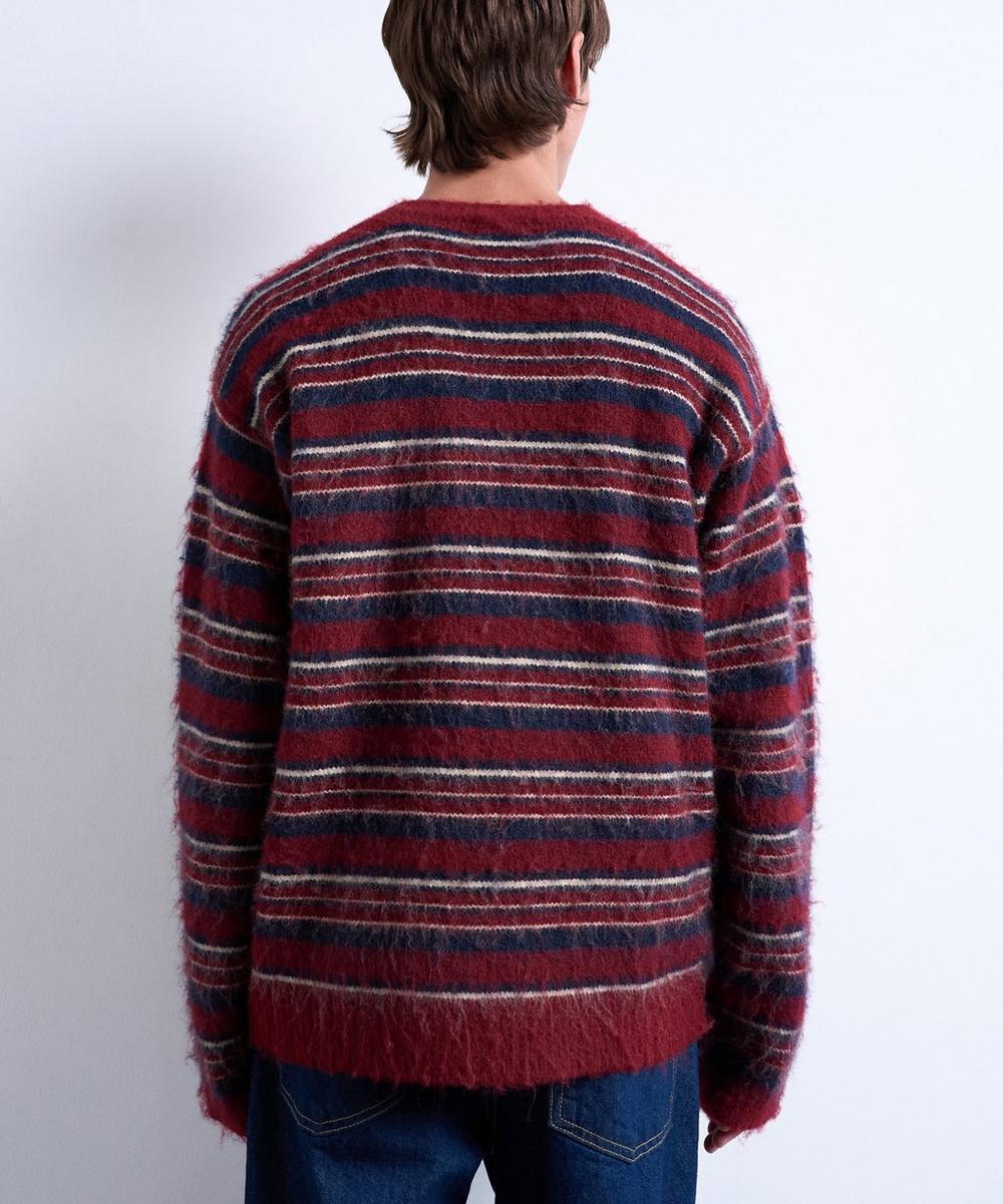 Liberty London TOPMAN Burgundy Fluffy Knit Relaxed Stripe Jumper